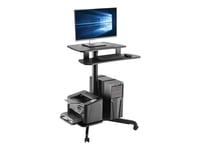 Eaton Tripp Lite Series Rolling Desk Tv / Monitor Cart - Height Adjustable - Vagn (Fästanordningar, Tangentbordshylla, Skiftnyckel, Monitorhylla) - För Lcd-Skärm/Pc-Utrustning - Mdf, Stål - Svart, Silver