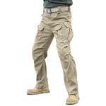 Wirltte Mens Cargo Work Combat Trousers Tactical Walking Hiking Cargo Pants with Multi Pockets Khaki XXL