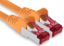 1aTTack.de - 1x 2m câble patch CAT6 S/FTP PIMF blindage câble réseau CAT.6 RJ45 câble Ethernet routeur LAN DSL commutateur modem panneau de brassage - orange - 1 pièce