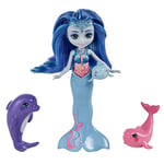 Enchantimals Royaume de l'océan Coffret famille de Dorinda Dauphin, avec une mini-poupée Dorinda et 3 mini-figurines de dauphins, jouet enfant, HCF72