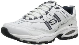 Skechers Sport Men's Vigor 2.0 Serpentine Memory Foam Sneaker, White/Navy, 9 EE - Wide