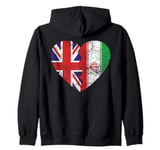 Iranian British Flags Heart | United Kingdom Iran Roots Zip Hoodie