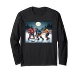 Werewolves Playing Hockey Under a Full Moon on Halloween Long Sleeve T-Shirt