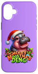 Coque pour iPhone 16 Plus Adorable bébé hippopotame Moo Deng Merry Moostmas Christmas Cheer