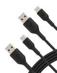 Belkin BoostCharge USB-C Cable (6.6ft/2M), USB-C to USB-A Cable, USB Type-C Cable for iPhone 15 Series, Samsung Galaxy S24, S23, Note20, Pixel 8, iPad Pro, Nintendo Switch, & More - Black (2-Pack)