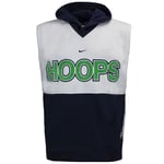 Nike HOOPS Logo Sleeveless Navy Blue White Mens Hooded Vest 137685 451 Cotton - Size Large