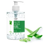 Pur Gel Aloe Vera, 100% Naturel, Hydratant Puissant, Apaisant et Calmant pour la Peau, Après l'Epilation, Rasage, Calmant Après le Soleil, Plaquage Cheveux 500 ml