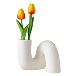 PhiDor Vase à Fleurs Blanc en céramique en Forme de Tuyau torsadé pour décoration, Vase Abstrait Moderne et Minimaliste, Vase décoratif de Ferme pour centres de Table, Cuisine, Bureau, Salon,