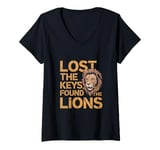 Womens Lost The Keys Found The Lions Funny Zookeeper V-Neck T-Shirt