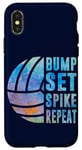 Coque pour iPhone X/XS Bump Set Spike Repeat Aquarelle Volleyball Femmes Adolescentes Filles