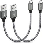 etguuds Câble USB C Court [30cm/Lot de 2], Câble USB A vers USB C Charge Rapide Cable Chargeur USB Type C en Nylon Compatible avec iPhone 15 Pro Max, Samsung Galaxy S23 S22 S21 S20 S10 A20 A50 -Gris