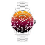 ICE-WATCH - Ice Clear Sunset Fire - Montre Multicolore Mixte avec Bracelet en Plastique Transparent - 021437 (Medium)