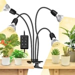 SANSI Lampe Horticole LED avec Minuterie 4/8/12H, Lampe de Croissance Plantes à Spectre Complet 600W Équivalent avec 4 Ampoules Plantes E27 pour Culture et Germination des Semis Plantes Intérieures