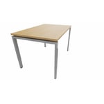 Bureau individuel réglable en hauteur profondeur 80 cm Producteo Gris aluminium CONNECT : bureau P80/obturateur prépercé/réglable 80x80/cpl chêne clair/cpi gris alu