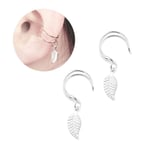 2-Pack Fake Helix Piercing Öron Örhänge Ear Cuff med Fjäder Silver silver