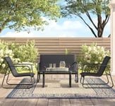 Sunnydays Salon De Jardin Cala Rossa 4 Places - 1 Sofa 112x77xh74cm - 2 Fauteuils 59x77xh74cm - 1 Table Basse 85x45x39cm