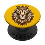 Le lion royal avec le roi des animaux couronne le lion PopSockets PopGrip Adhésif