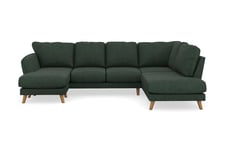 Trend Lyx U-Sofa med Divan Venstre - Mørk grønn Kordfløyel U-sofa Grønn