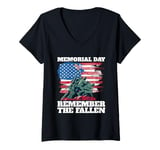 Womens Memorial Day Remember the Fallen USA Flag V-Neck T-Shirt