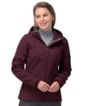 33,000ft Veste softshell pour femme - Imperméable - Respirante - Chaude - Veste d'hiver en polaire - Veste de mi-saison - Coupe-vent - Avec capuche, rouge bordeaux, XXXL