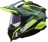 LS2, Casque Moto Cross EXPLORER SPIRE Green H-V Yellow, L