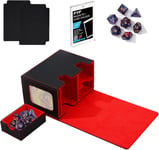 Boîte De Rangement Carte Magic, Magnetic Deck Box 4 En 1 Cuir Pu Pour Plus De 200 Cartes, Trading Card Storage Box Avec 2 Séparateurs, 7pcs Dés Pour Cartes À Collectionner (Blackred)