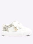 River Island Mini Mini Girls Velcro Glitter Trainers - White, White, Size 3 Younger