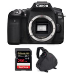 Canon EOS 90D Nu + SanDisk 256GB Extreme PRO UHS-I SDXC 170 MB/s + Sac | Garantie 2 ans