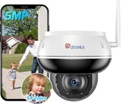 5MP PTZ Caméra de Surveillance Extérieure,Zoom Optique 5X,Suivi Auto,WiFi 2,4/5GHz,Anti-Vandalisme IK10,Accès PC/Smartphone,24/7 Stockage Cloud/128Go TF(Q1321)