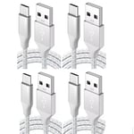 Orco USB C Charger Cable 3.1A Type C Cable Fast Charging Braided USB A to USB-C Phone Charger Cable USBC for iPhone 15 Pro Samsung Galaxy S22/S21/S20/S9 Huawei P9 Pixel 7/6 Switch PS5 (4, White, 2mt)