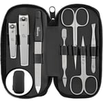 marQus kit manucure pedicure 7 pc. de Solingen - kit manucure professionnelle en simili-cuir synthétique, 2 coupe ongle, lime a ongles Solingen, pince à épiler, 2 ciseaux, pousse-cuticule