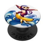 Surfing Monkey On Banana Surfboard In Sea. Creative PopSockets Swappable PopGrip