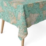 Martina Home Tablecloth RESIN World Map Turquoise 140 x 140 cm