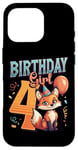 Coque pour iPhone 16 Pro 4ème anniversaire fille renard fille 4 ans