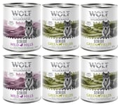 10 % rabatt! Wolf of Wilderness mixpack - 6 x 800 g  (konserv) Classic SENIOR 3x Lamm & kyckling, 3x Anka & kalv