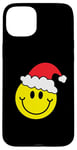 iPhone 15 Plus Yellow Smile Face Christmas Shirt Santa Hat Smiling Face Tee Case