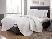 VCNY Home Luxury Premium Ultra Soft Quilt Coverlet, Comfortable 3 Piece Set, Modern Geometric Design for Home Hotel Decor, White, Full/Queen