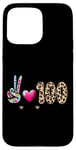 Coque pour iPhone 15 Pro Max Peace Love 100 Days Of School Cœur léopard