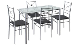 Ensemble table + 4 chaises de cuisine HANOI coloris gris