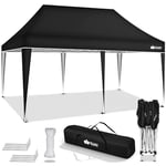 tillvex Tonnelle étanche 3 x 6 m, pliable, pop-up, réglable en hauteur, protection UV 50+, tente de réception avec sac, pour jardin (noir)