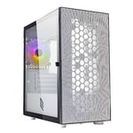 Noua Phobia L8 Blanc Boîtier Micro ATX pour PC Gaming Mini Tour 0.60MM SPCC Ventilateur Blanc RGB Rainbow Frontal Mesh & Panneau Latéral en Verre Trempé Fermeture Magnétique (AxPxL : 405x380x210 mm)