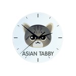 Asiatisk tabby MDF-klocka med grafik och inskription av märket Art-Dog