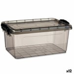 Förvaringslåda med lock Antracitplast 8,5 L 24 x 16 x 37 cm (12 enheter)