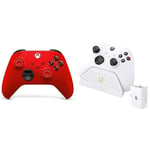 Xbox Bluetooth Manette rouge sans Fil - Pulse Red Series X, Series S, One, Windows 10 & 11, Android et iOS+Venom Station de chargement avec batterie rechargeable