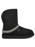 UGG Womens Classic Short Crescent Boot - Black, Black, Size 5, Women