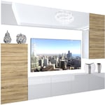 BELINI - Unité Murale TV NEX I Ensemble Muebles de Salon Complet I Ensemble Meuble TV avec Illumination LED I Dimensions: 250 x 180 x 36 cm I Coleur: