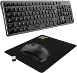 Pack Rf02 Clavier Souris Sans Fil Avec Tapis Clavier Wireless Français (Azerty) 105 Touches 13 Raccourcis Multimédias Souris Wifi 2.4 Ghz 6 Boutons Compacte Récepteur Usb