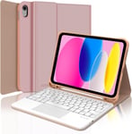 Coque Clavier avec Trackpad pour iPad 10eme Generation 10.9"", AZERTY Clavier avec Pavé Tactile Détachable sans Fil Clavier avec Porte-Crayon pour iPad 10 Generation 2022, Rose