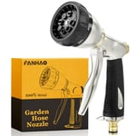 FANHAO pistolet arrosage 100% métallique avec 8 modes de pulvérisation réglables,pistolets d'arrosage haute pression avec poignée antidérapante pour arroser les plantes et les pelouses-Noir