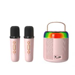 Mini Karaoke Audio with 2 Wireless Microphones for Kids Adults, Portable1269